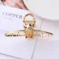 Gold metal hair claw clip with unique star airplane design for trendy daily hairstyles. - 23# Gold Airplane Star Style / Individual Packaging / 11.5cm