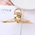 Gold metal hair claw clip with heart and ring design elegant hair accessory for women styling - 24# Gold Heart Ring Style / Individual Packaging / 11.5cm