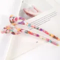 Closeup detail of colorful acetate butterfly hair stick, hollow design, elegant hair acc. - Patterned Butterfly Hair Fork (S424) / 11.5cm