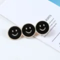 Korean style black and white smiley face acrylic hair clip, cute daily side hairpin accessory. - Triple Smiley Face Style (24#)