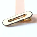 Oval hair clip with black border and cream center, elegant gold metal hairpin accessory. - Rounded Rectangle Style (2#) / White