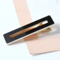 Black and white acrylic geometric hair clip, minimalist metal side barrette for women. - Right Angle Rectangle Style (3#) / Black