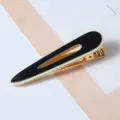 Elegant black and white teardrop hair clip with a gold metal duckbill base for daily style. - Teardrop Style (5#) / Black