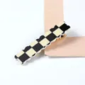 Black and white checkered acrylic hair clip with wavy edge, cute geometric hair accessory. - Checkerboard Scalloped Style (9#)