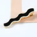 Chic black and white wavy hair clip with gold metal alligator base, stylish daily accessory. - Wavy Scalloped Style (14#)