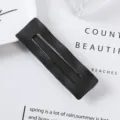 Matte black metal rectangular hair clip detail view, minimalist style hairpin accessory. - 16# Rectangle Style (Matte Black)