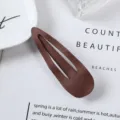 Brown matte teardrop hair clip detail view, minimalist duckbill clip for daily hairstyles. - 3# Water Drop Style (Light Brown)