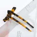 Tortoise shell acetate bow hair fork elegant updo bun hair stick for women vintage hair accessories - U-Shaped Bow Hairpin (6#) / 10.7CM / Tortoise