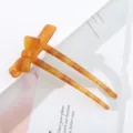 Amber acetate bow hair fork elegant hollow hair stick for bun updo vintage styling daily wear - U-Shaped Bow Hairpin (4#) / 10.7CM / Amber