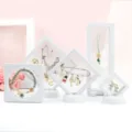 PE Folie schwebend Schmuck Display Boxen transparente Aufbewahrung Box Ring Armband - 9x9x2cm / Weiß