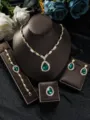 Set collana e orecchini da sposa in lega con strass verde scuro gioielli di lusso - Scatola Regalo Lusso Quattro Pezzi (80848706)