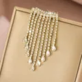 Elegante spilla con nappa in strass dorati, spilla in cristallo a goccia per abbigliamento donna. - Stile Nappina in Strass Goccia d'Acqua Dorata (MS361-2)