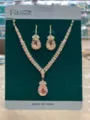 Completo elegante con collana e orecchini in zircone rosa gioielli cristalli oro - Oro Rosa (HB047-12)