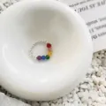 Anillo de plata elastico de cuentas coloridas diseno de nicho minimalista joyeria - Anillo liso / Multicolor
