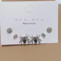 Juego de 6 pendientes de tuerca de araña elegantes con cristales brillantes, joyería de moda. - Pendientes de botón de araña grande