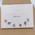 Conjunto de 6 pendientes de corazón con circonita plata joya moda diseño elegante - Huggie de Zircón Corazón