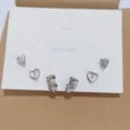 Sparkling crystal heart stud earrings 6-piece set, sweet and cool fashion jewelry for women. - Zirconia Heart Stud Earrings