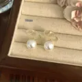 Pendientes de clip de perla sintética 10mm estilo francés oro elegante vintage joyas - Pendientes de clip de perlas de 10 mm