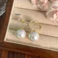 14mm pendientes de clip de perlas mujer estilo retro francés joyería chapada en oro - Pendientes de clip de perlas de 14 mm