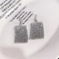 Silver Rhinestone Fringe Earrings Long Crystal Dangle Fashion Jewelry Variant Style - Rhinestone Cup Chain Tassel Earrings - Silver