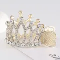 Gold rhinestone crown hair claw clip sparkling crystal metal hair accessories for women girls - 10# Rhinestone 4.5cm Ponytail Clip