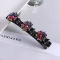 Strass bloem haarspeld detail, zwarte meerlagige eendebek clip voor dames haar. - 13# Dubbellaagse gevlochten strass-eendenbekspelden