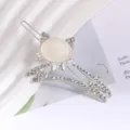 Rhinestone cat hair clip detail, silver metal side clip with sparkly crystals and cute design. - Cat Rhinestone Frog Clip / Gold