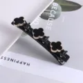 Zwarte dubbele haarclip met klaverbladontwerp, elegante stylingtool voor vrouwen. - 21# Dubbellaagse gevlochten strass-eendenbekspelden