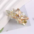 Exquisite gold metal rhinestone butterfly hairpin with pearls fashion hair accessory - Butterfly Rhinestone Duckbill Clip / Gold