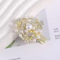 Elegant pearl butterfly metal hair clip sparkling rhinestone side hairpin for women daily hair styling - Butterfly Rhinestone Duckbill Clip / Gold