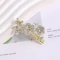 Exquisite rhinestone flower metal hair clip, elegant gold hairpin for women and girls styling. - Floral Rhinestone Duckbill Clip / Gold