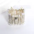 Elegant gold tone hair claw clip adorned with sparkling rhinestones and classic pearls for women. - #3 Rhinestone and Artificial Pearl 4.9cm Ponytail Clips