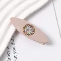 Elegant matte nude hair clip with sparkling iridescent rhinestones for women daily wear style. - Zirconia Inlaid / 3#