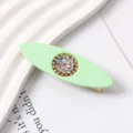 Light green resin duckbill hair clip with sparkly rhinestone center detail, elegant design. - Zirconia Inlaid / 4#