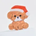 Close-up detail view of the cute Christmas puppy acrylic hair claw clip, glossy finish, festive. - Teddy Dog