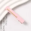 Pink resin hair clip with elegant gold metal strip, stylish duckbill clip for daily use. - Size 6