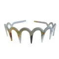 Diadema ondulada de resina carey con dientes diseño de nubes para lavado de cara diario - N.º 6 Diadema grande gris con motivo de nubes