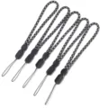 Dettaglio cinturino da polso intrecciato in bianco e nero, laccio per telefono regolabile. - Cordino regolabile corto / 5 Pezzi / bianco e nero