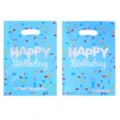 Blue birthday gift bags with colorful confetti pattern and handle for kids party and candy. - 10 Pieces Pack / Blue