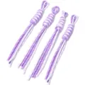 Purple and white braided nylon rope detail, handcrafted accessory for DIY keychain or lanyard. - Contrast Color Hand-Woven Lanyard / Approx. 25cm (Pack of 4) / Purple and Light Purple