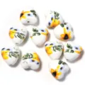 Perles en ceramique en forme de coeur avec motif tournesol pour fabrication de bijoux DIY. - Forme de Cœur Tournesol Jaune