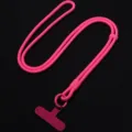 Cordino rosa regolabile per telefono tracolla tessuta anti-smarrimento per borsa e telefono - Lunghezza totale circa 60 cm, larghezza della toppa circa 6 cm, diametro del filo circa 7 mm / Rosa intenso