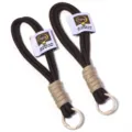 Detail view of woven nylon wrist strap lanyard for bag charms phone charms keychains DIY - Coffee