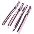 Closeup of handmade woven lanyard keychain detail, pink and black braided nylon cord accessory. - Contrast Color Hand-Woven Lanyard / Approx. 25cm (Pack of 4) / Pink + Black