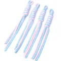 Handmade woven nylon lanyard detail, pink and blue striped keychain accessory for DIY bags. - Length approx 25cm / Light Blue and Light Pink