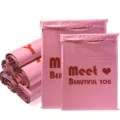 Detailansicht verdickter rosa wasserdichter Versandtaschen für E-Commerce mit Textdruck. - Außenmaß Ca. 28X40cm / 5 Stück / Rosa (Meet Beautiful YOU Druck)