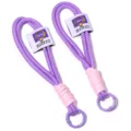 Double layer polyester woven wrist lanyard keychain strap phone charm anti lost strap purple - Purple