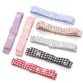 Polyester plaid floral hair bow accessories DIY craft sewing materials multi-color set. - 1x7cm / Random Mixed Colors