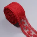 Rote Netz-Bestickte Spitzenband-Borte, ideal für DIY-Bastelarbeiten, Puppenkleidung und Nähzubehör. - 5 Yards Packung / Rot