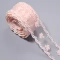 Rosa Mesh-Spitzenband Borte Detail für Geschenkverpackung, Handwerk und Puppenkleidung. - 4cm Breite/5 Yards pro Packung / Orange-Rosa